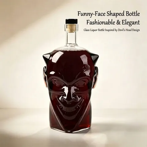 Carafe à Décanter en Verre Démon Joker Gothique Avec Bouchon Liège Hermétique Bouteille en Verre Borosilicaté Pour Bar