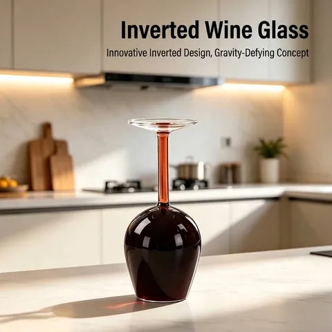 Creative Inverted Red Wine Glass Borosilicate Glass Funnel Shape Leak Proof Stemware Novelty Home Party Drinkware Gift Cup