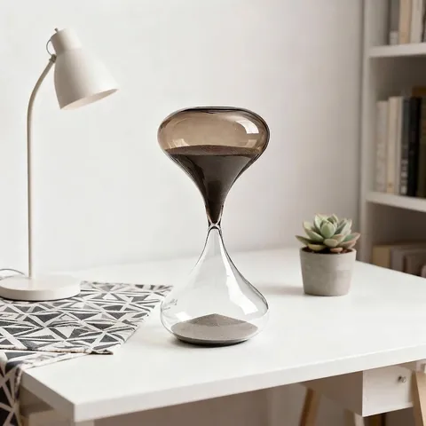 Clessidra Moderna Creativa a Forma di Manubrio in Vetro a Blocchi di Colore Vetro Borosilicato Ornamento da Scrivania per Decorazione Casa Ufficio Regalo
