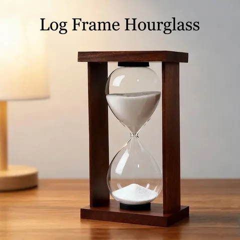 Vintage Wood Frame Glass Hourglass Timer Mid-Century Modern Desktop Ornament Borosilicate Glass Sandglass Home Office Decor