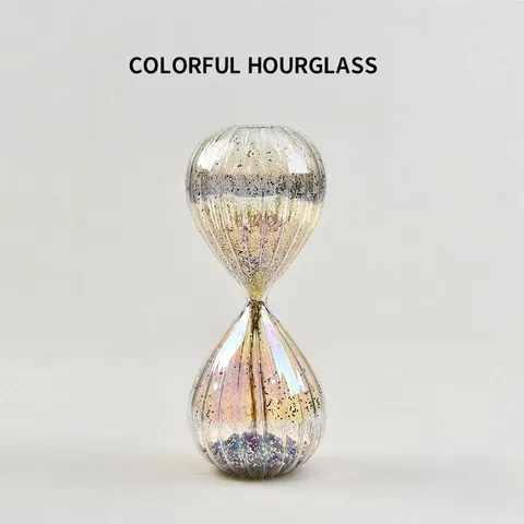 Modern Iridescent Sequin Glass Hourglass Timer Fashion Home Office Desk Decor Ornament Colorful Glitter Sand Clock Gift