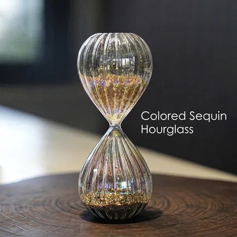 Modern Iridescent Sequin Glass Hourglass Timer Fashion Home Office Desk Decor Ornament Colorful Glitter Sand Clock Gift