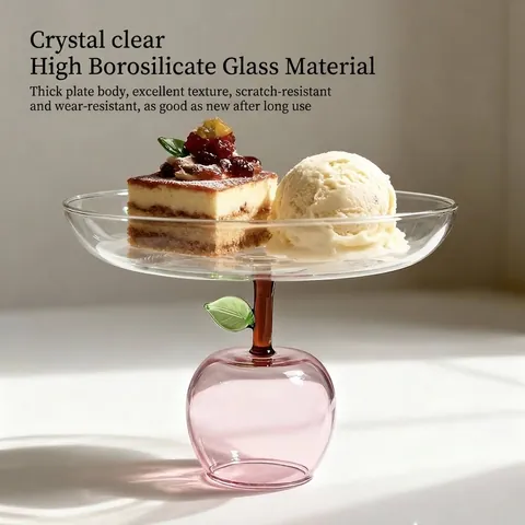 Kreativer Obstförmiger Glasteller Hitzebeständiges Hochborosilikatglas Tortenständer Desserttablett Weihnachtsdekoration