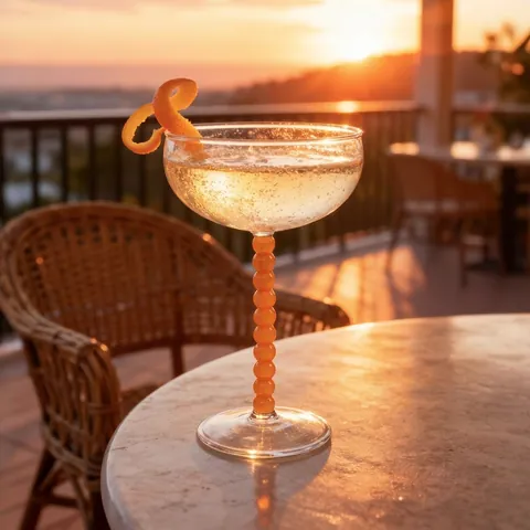 Calice Coupe in Vetro con Gambo a Perline Colorate Moderno Minimalista Bicchiere da Vino per Cocktail e Champagne per Casa Festa Banchetto