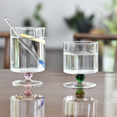 Copa Retro Francesa Con Cuentas Coloridas Vidrio Borosilicato Resistente Al Calor Para Vino Cóctel Postre Fiesta Hogar