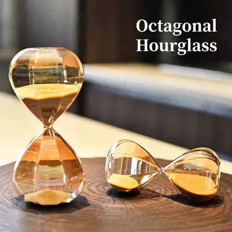 Nordic Geometric Diamond Glass Hourglass Timer Amber Gold Iridescent Sand Clock For Desktop Decoration 15 30 Minutes Timer