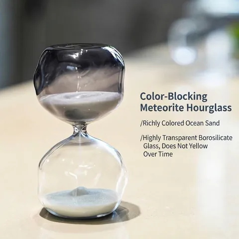 Reloj de Arena de Vidrio de Meteorito de Contraste Nórdico Temporizador 15 Minutos Reloj de Arena de Arte Moderno