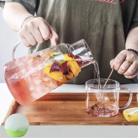 1200ml High Borosilicate Glass Water Pitcher Set Heat Resistant Cold Water Jug with Glass Cup Lid for Home Tea Fruit Juice