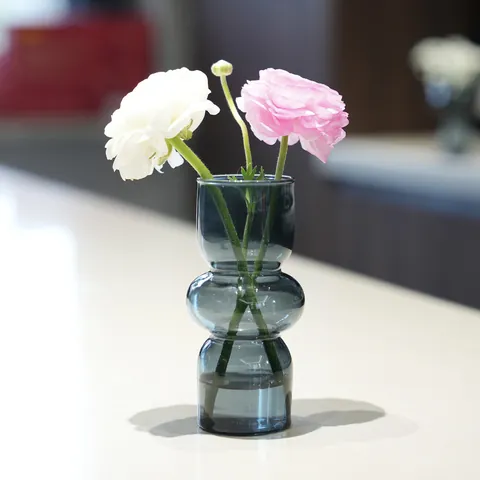 Französische Vintage Rauchgraue Glasvase Hochborosilikatglas Hydroponischer Blumentopf Wohnzimmer Minimalistisches Desktop Dekor