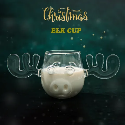 Weihnachten Elch Tasse Borosilikatglas Rentier Kaffeebecher Mit Geweihgriffen Hitzebeständig Kreative Feiertagsgläser