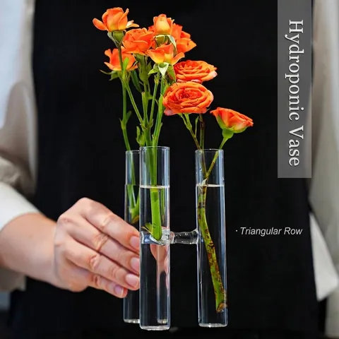 Creative Connected Glass Test Tube Vase Modern Borosilicate Glass Hydroponic Flower Vase Desktop Aromatherapy Bottle Decor