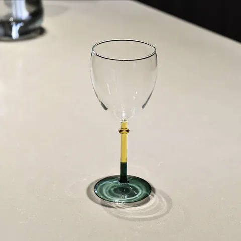 Creative Color Blocked Goblet High Borosilicate Glass Wine Glass European Champagne Flute Modern Minimalist Barware Drinkware