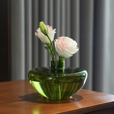 Creative Semi Circular Glass Vase Modern Minimalist Colored Glass Hydroponic Flower Vase For Home Table Decor Aromatherapy Bottle