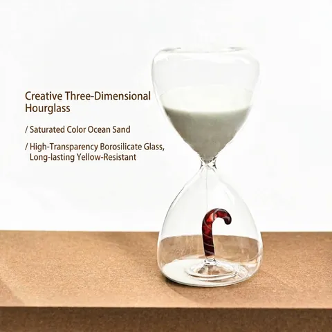 Creative 15 Minute Glass Hourglass Timer Red Cherry Christmas Candy Cane Decorative Sand Clock For Home Office Ornament Gift