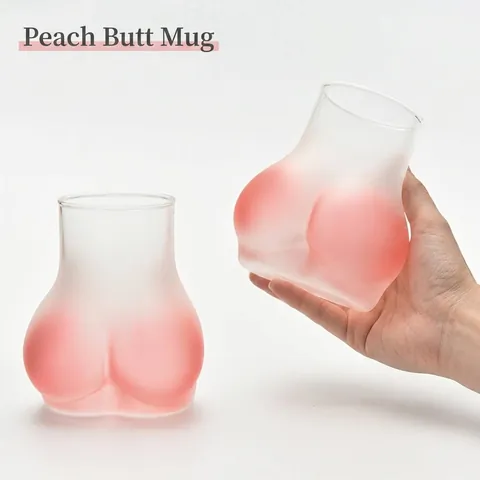 Kreative Glasbecher in Pofom Lustige Körperform Matt Rosa Transparent Kaffeetasse Bierglas Neuheit Geschenk Wohndeko