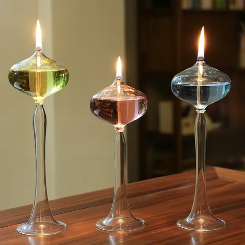 Lámpara de Aceite Creativa Europea de Vidrio de Borosilicato Candelabro Nórdico Romántico Moderno Hogar Escritorio Claro Adorno