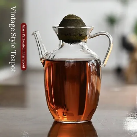 Théière en Verre Borosilicaté Résistante à la Chaleur Style Dynastie Song Avec Filtre Intégré Pour Thé en Vrac 320ml
