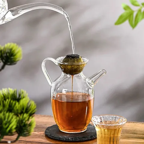 Théière en Verre Borosilicaté Résistante à la Chaleur Style Dynastie Song Avec Filtre Intégré Pour Thé en Vrac 320ml