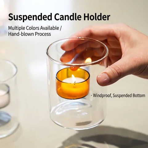 Creative European Windproof Glass Candle Holder Suspended Double Layer High Borosilicate Glass Candlestick For Home Decor