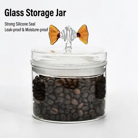 Glas Süßigkeiten Vorratsglas Mit Versiegeltem Deckel Dekorativer Süßigkeiten Griff Klarer Lebensmittelbehälter Für Snacks Kaffee