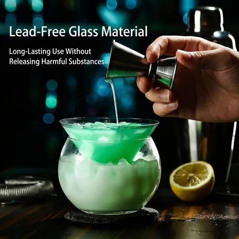 Juego Creativo de Copas de Martini Molecular con Cuenco de Base de Hielo Esférico Copa de Cóctel de Vidrio de Borosilicato