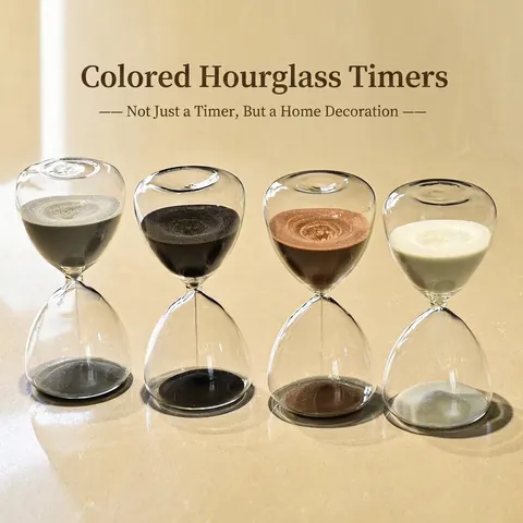 Clessidra Circolare in Vetro Minimalista Moderna Timer 15 Minuti Vetro Borosilicato Sabbia per Arredamento Casa Ufficio Ornamento
