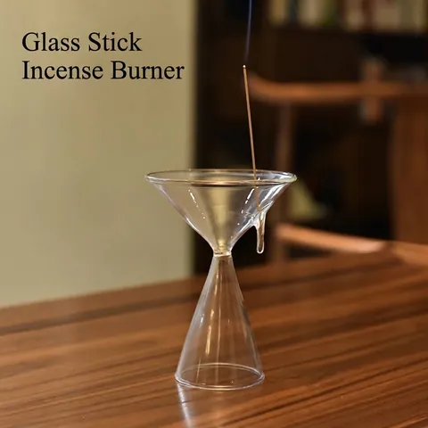 Zen Glass Incense Holder Hourglass Style Incense Burner Stand For Indoor Home Fragrance Tea Ceremony Aromatherapy Decor