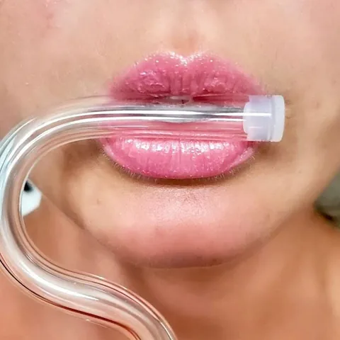 Reusable Anti Lip Wrinkle Glass Straw Set Flute Style Horizontal Drinking Straws With Cleaning Brush For Smoothies Juice