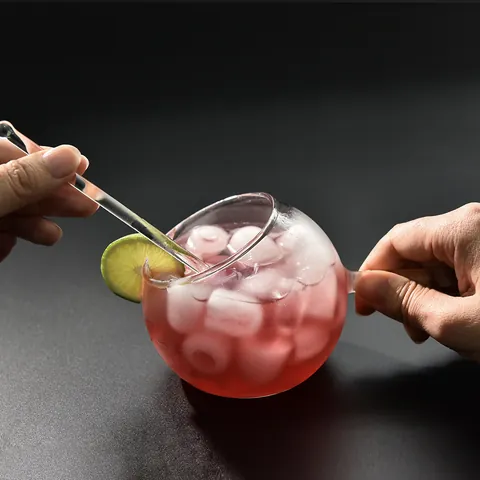 Handmade Heat Resistant Glass Ice Cream Cup Creative Sphere Dessert Bowl Ins Style Yogurt Pudding Cup Glass Salad Bowl