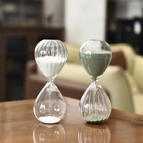 Nordic Striped Borosilicate Glass Hourglass Timer Handmade Sand Clock For Modern Home Office Bookshelf Decorative Ornament
