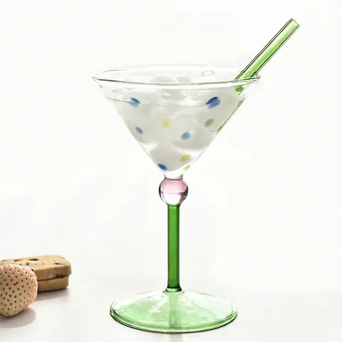 Kreatives Buntes Polka-Dot Martini Cocktailglas 150ml Borosilikatglas Champagnerflöte Mit Stiel Für Party Home Bar Dekor