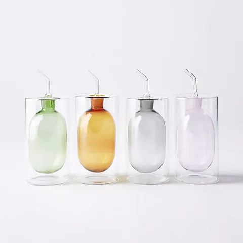 Creative Double Layer Glass Oil Bottle Colorful Inner Liner Vinegar Dispenser Glass Seasoning Bottle For Modern Kitchen Home
