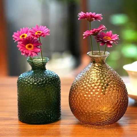 Vaso in Vetro Vintage di Lusso Leggero con Motivo a Nido d'Ape Vaso da Fiori in Vetro Strutturato per Fiori Secchi Idroponica Casa
