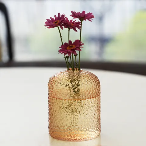 Vaso in Vetro Vintage di Lusso Leggero con Motivo a Nido d'Ape Vaso da Fiori in Vetro Strutturato per Fiori Secchi Idroponica Casa