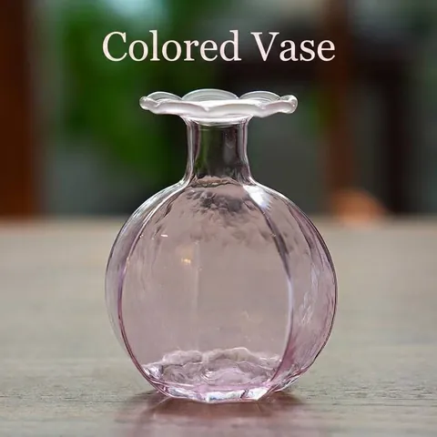 Nordic INS Style Pink Glass Vase Minimalist Striped Small Hydroponic Flower Pot Aromatherapy Bottle For Desktop Decor Gift