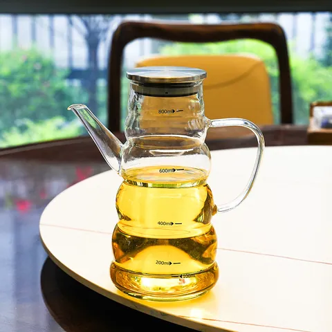 800ml Striped Borosilicate Glass Oil Bottle With Stainless Steel Lid High Temperature Resistant Leakproof Cruet Water Jug