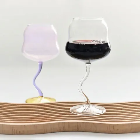 Calice da Vino Creativo con Stelo Intrecciato in Vetro Borosilicato Coppa da Vino Colorata Minimalista Retrò per Vino Rosso Banchetto a Casa