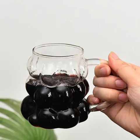 Kreative Glas Tasse in Traubenform aus Borosilikatglas Hitzebeständiges Transparentes Trinkgefäß Für Milch Kaffee Latte Wasser