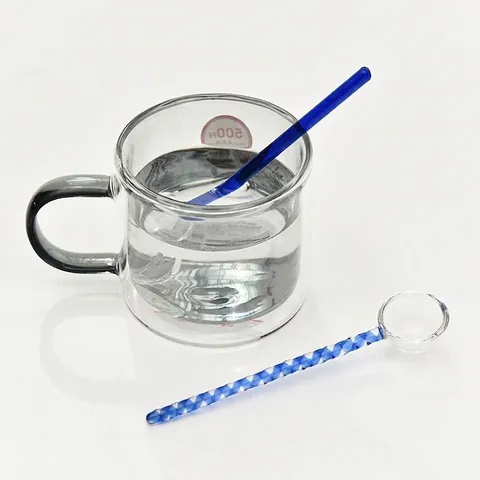 Cuchara Mezcladora de Vidrio Colorido Creativa Resistente al Calor Mango Largo Agitador de Café Cuchara de Postre de Leche Para Cafe Casa Cocina Diaria Accesorios