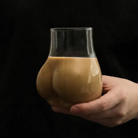 Copa de Vidrio Creativa con Forma de Glúteo Diseño de Cuerpo Divertido Taza de Café Transparente Resistente al Calor Regalo Único