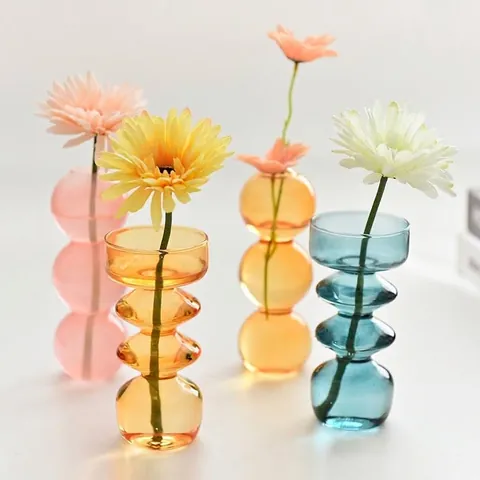Modern Nordic Bubble Glass Vase Designer Borosilicate Glass Flower Arrangement Vase Desktop Decor Aesthetic Art Hydroponic Plant Pot