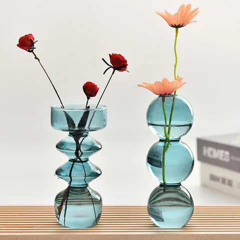 Modern Nordic Bubble Glass Vase Designer Borosilicate Glass Flower Arrangement Vase Desktop Decor Aesthetic Art Hydroponic Plant Pot