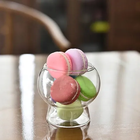 INS Style Handblown Heat Resistant Glass Dessert Bowl Ice Cream Cup Clear Salad Bowl For Pudding Yogurt Milkshake Minimalist Kitchenware