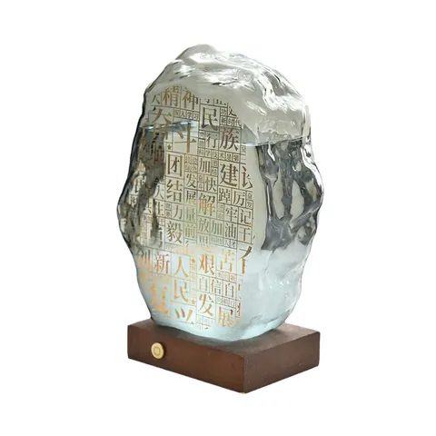 Chinese Style Rock Shaped Storm Glass Weather Predictor With LED Light Wood Base High Borosilicate Glass Ornaments Gift