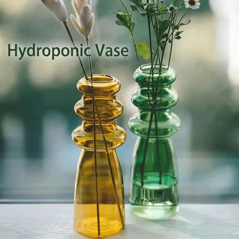 Creativo Spirale Vaso in Vetro Colorato Retro Forma di Zucca Contenitore Fiori Idroponici Decorazione Casa Soggiorno Ornamento