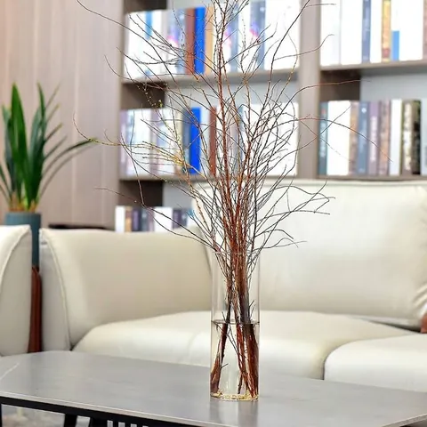 Vase en Verre Borosilicaté Transparent Moderne Nordique Grand Vase à Fleurs Cylindrique Droit Pour Décoration Salon