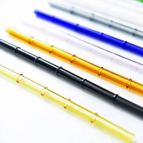 Bamboo Joint High Borosilicate Glass Straws Heat Resistant Colorful Reusable Drinking Straws For Juice Coffee Milk Kids