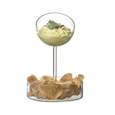 Candeliere in Vetro Borosilicato Europeo Piatto Frutta a Doppio Strato Ornamento da Tavolo Creativo per Matrimonio Casa