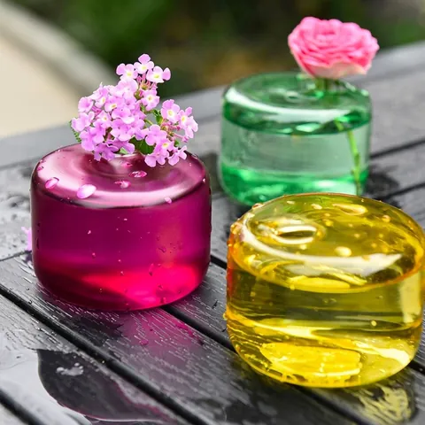 Ins Stil Bunte Transparente Borosilikatglas Mini Vase Diffusor Flasche Minimalistische Hydrokultur Blumenvase Tischdeko