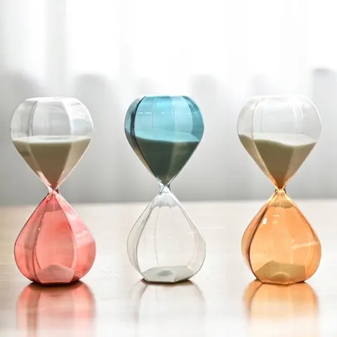 Nordic Colored Glass Hourglass Timer Geometric Diamond Sand Clock Decorative Desktop Ornament For Home Office Gift